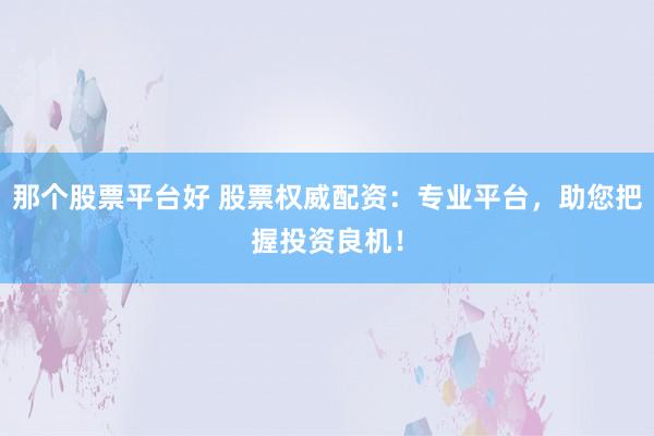那个股票平台好 股票权威配资：专业平台，助您把握投资良机！