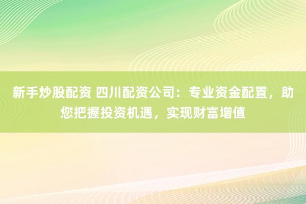 新手炒股配资 四川配资公司：专业资金配置，助您把握投资机遇，实现财富增值