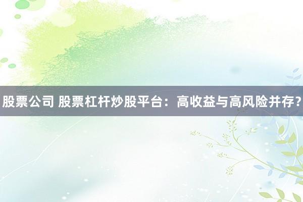 股票公司 股票杠杆炒股平台：高收益与高风险并存？
