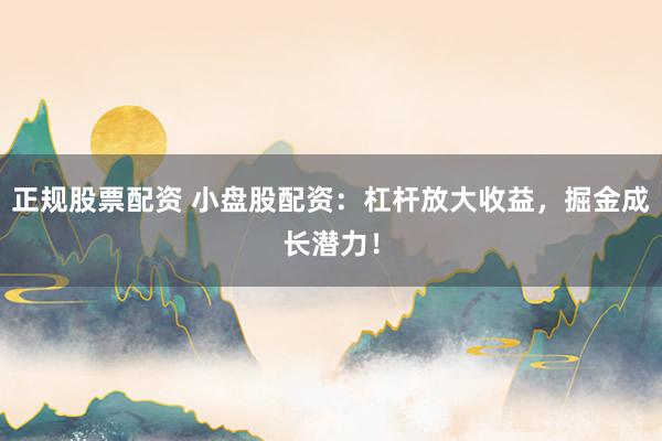 正规股票配资 小盘股配资：杠杆放大收益，掘金成长潜力！