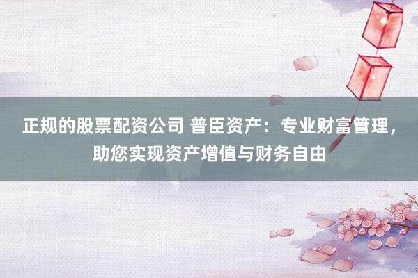 正规的股票配资公司 普臣资产：专业财富管理，助您实现资产增值与财务自由