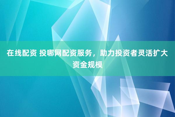 在线配资 投哪网配资服务，助力投资者灵活扩大资金规模