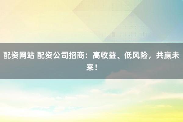配资网站 配资公司招商：高收益、低风险，共赢未来！
