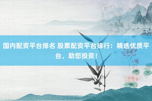 国内配资平台排名 股票配资平台排行：精选优质平台，助您投资！
