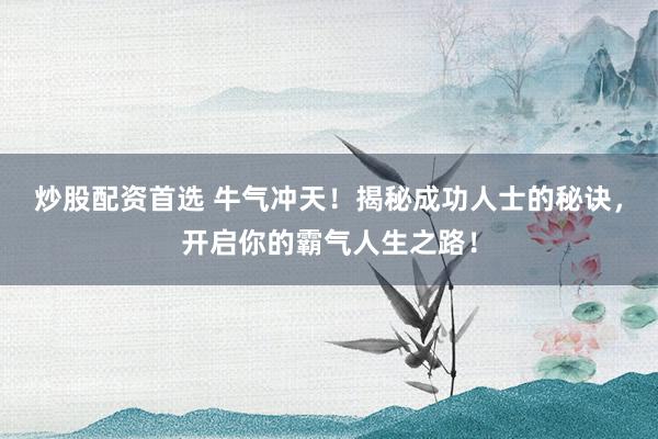 炒股配资首选 牛气冲天！揭秘成功人士的秘诀，开启你的霸气人生之路！