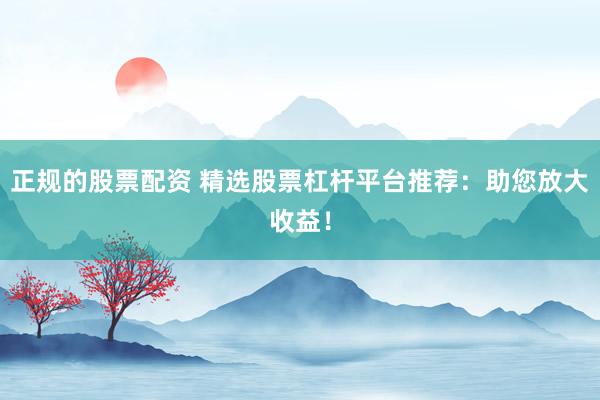 正规的股票配资 精选股票杠杆平台推荐:助您放大收益!