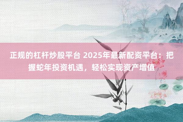 正规的杠杆炒股平台 2025年最新配资平台：把握蛇年投资机遇，轻松实现资产增值