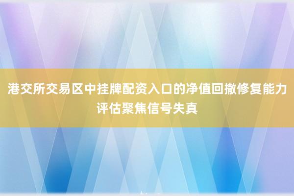 港交所交易区中挂牌配资入口的净值回撤修复能力评估聚焦信号失真