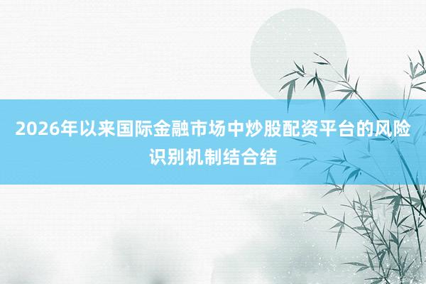 2026年以来国际金融市场中炒股配资平台的风险识别机制结合结