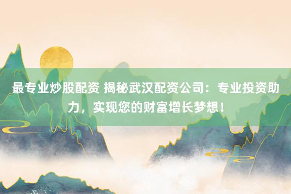 最专业炒股配资 揭秘武汉配资公司:专业投资助力,实现您的财富增长梦想!